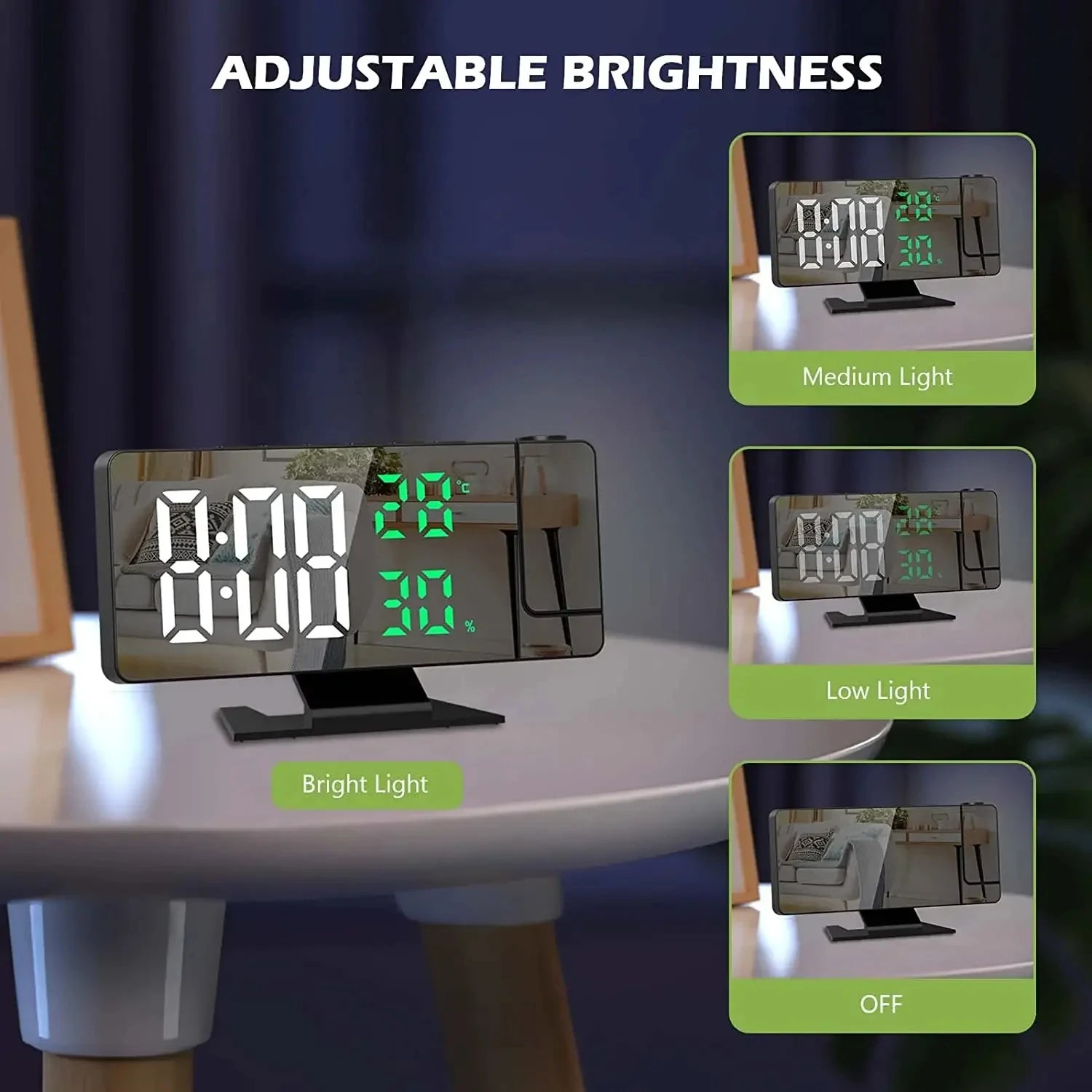 LED Digital Alarm Clock with Projection and Snooze Feature - Smarsty