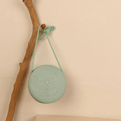 Round Straw Bag For Women Woven Handmade Shoulder Bag - Smarsty