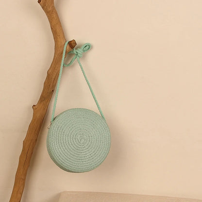 Round Straw Bag For Women Woven Handmade Shoulder Bag - Smarsty
