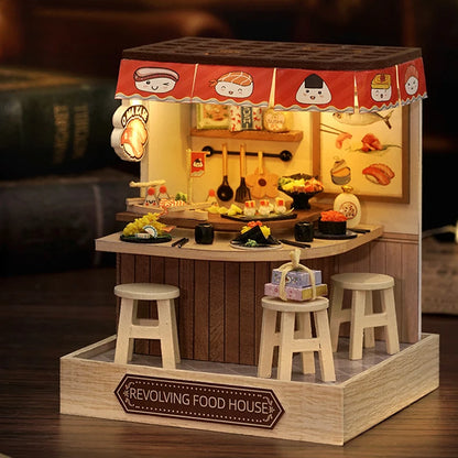 Wooden Doll House 3D Puzzle Assembly Building Model Kit Production Small Room Toys Home Bedroom Decoration With Furniture Light