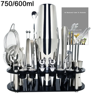 Boston Cocktail Shaker Bar Tool Set with Holder - Smarsty