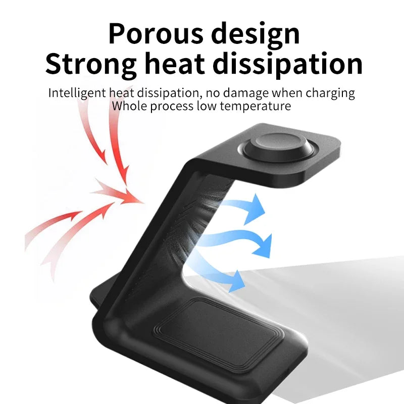 Three In One Wireless Charger Stand Fast Charging Dock - Smarsty