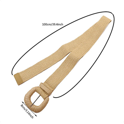 Retro Women Braided Wide Pin Buckle Belt Summer Fashion - Smarsty