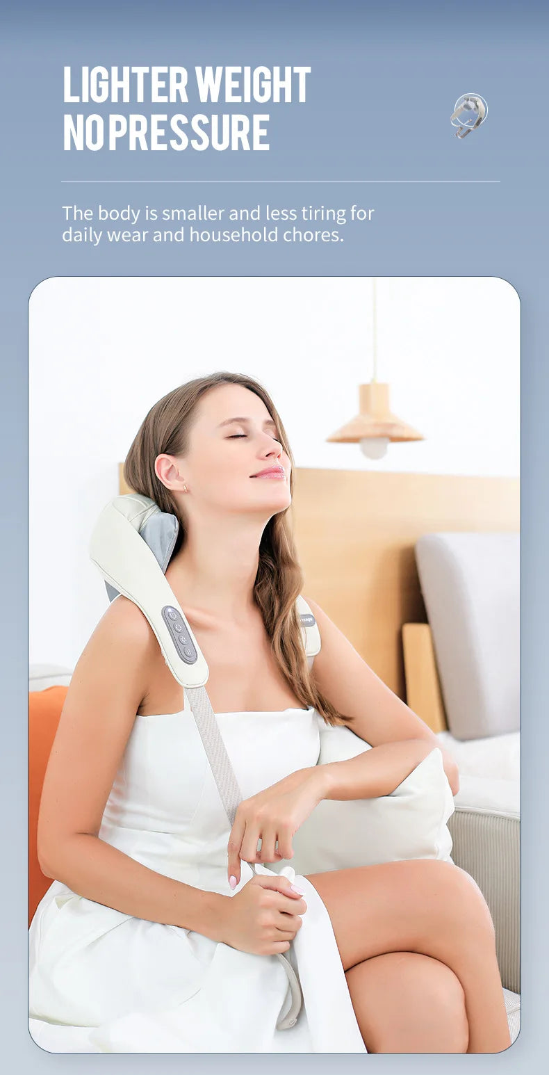 Foreverlily 26W Brushless Motor Neck And Shoulder Massager Wireless Shoulder And Back Kneading Massage Shawl Neck masajeador