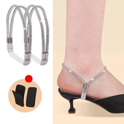 High Heels Shoes Band Anti-loose for Women Diamond Shoelaces Anti-drop Heel Straps Belt Drill Elastic Fixing Belts Rhinestone - Smarsty