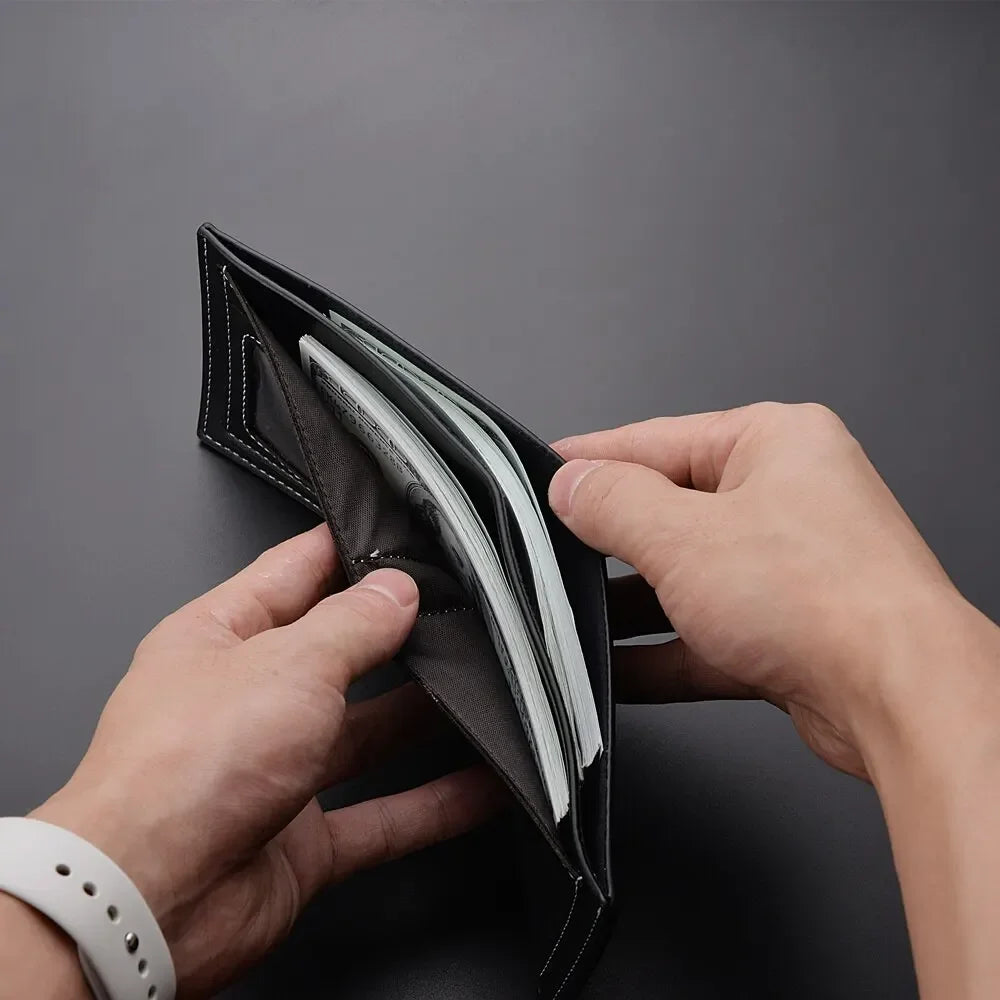 Leather Men Short Wallet Thin Style Folding Young Men Credit Card Holder Wallet - Smarsty