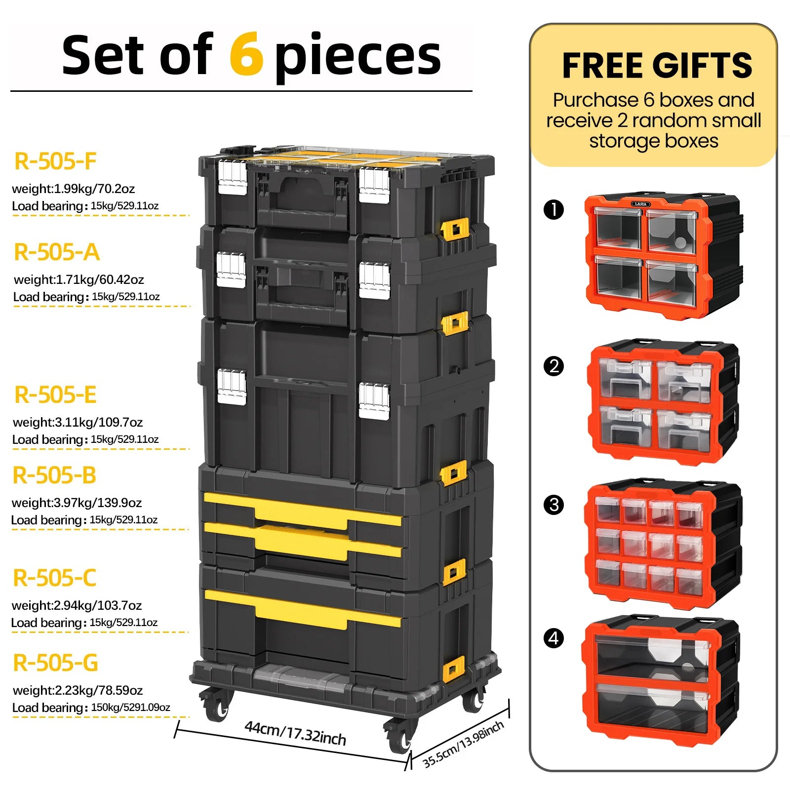 AIRAJ MultiFunctional Tier Stackable Rolling Plastic Portable Folding Tool Storage Box , Suitable for Garage Storage
