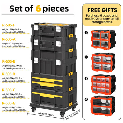 AIRAJ MultiFunctional Tier Stackable Rolling Plastic Portable Folding Tool Storage Box , Suitable for Garage Storage