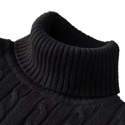 Autumn Men's Long Sleeve Knitted Sweaters Men's Slim Fit Turtleneck Sweater Casual Pullover Sweater Lightweight Ribbed Sweater - Smarsty