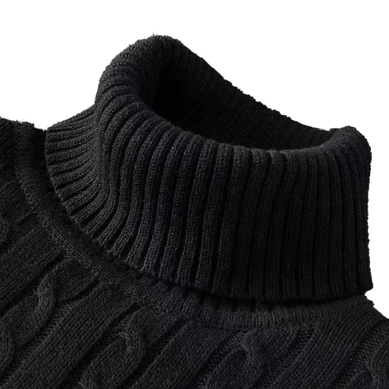 Autumn Men's Long Sleeve Knitted Sweaters Men's Slim Fit Turtleneck Sweater Casual Pullover Sweater Lightweight Ribbed Sweater - Smarsty