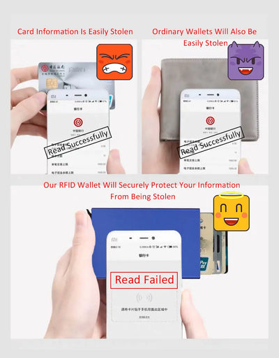 Rfid Smart Wallet Card Holder Metal Thin Slim Men Women Wallets Pop Up Minimalist Wallet Small Black Purse Vallet Walets for Men - Smarsty