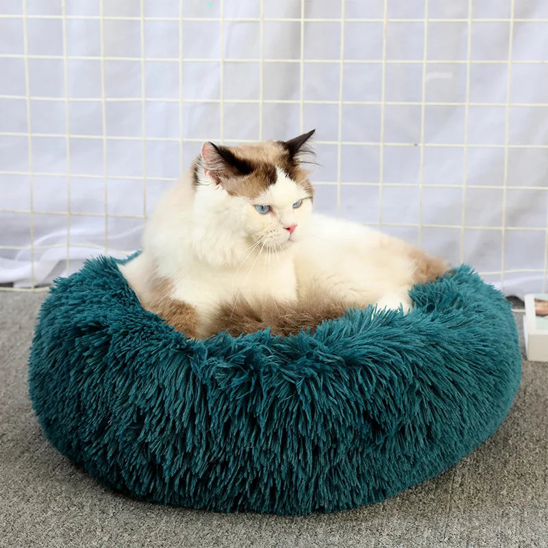 Super Soft Cat Bed Plush Donut Design for Comfort - Smarsty