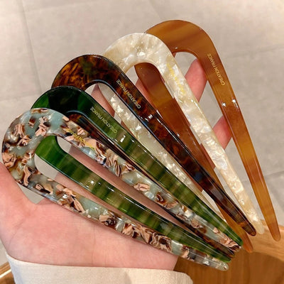 Elegant U-Shaped Hairpin with Mineral Pattern for Women - Smarsty