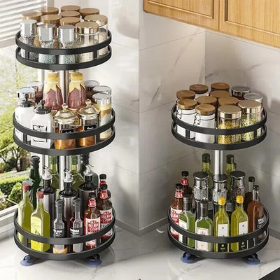 360°Rotation Spice Rack Organizer Jar Cans Non-Skid Storage Tray for Seasonings Kitchen storage rack Kitchen Accessories by Smarsty