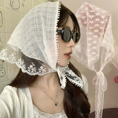 Sweet Flower Hair Scarf Headband Lightweight Summer - Smarsty
