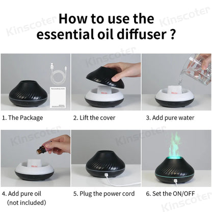 Portable Essential Oil Diffuser with Color Flame Feature - Smarsty