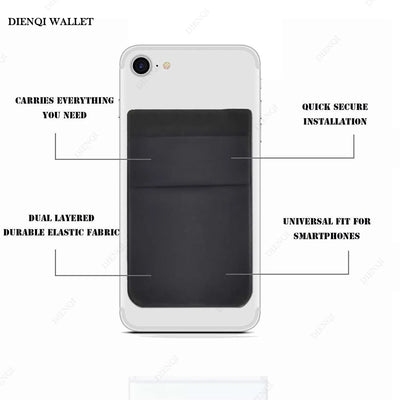 Fashion Elastic Cloth Cell Phone Card Holder Mobile Phone Wallet Case Credit ID Card Holder Adhesive Sticker Pocket Money Bag - Smarsty