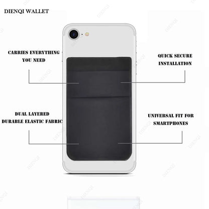 Fashion Elastic Cloth Cell Phone Card Holder Mobile Phone Wallet Case Credit ID Card Holder Adhesive Sticker Pocket Money Bag
