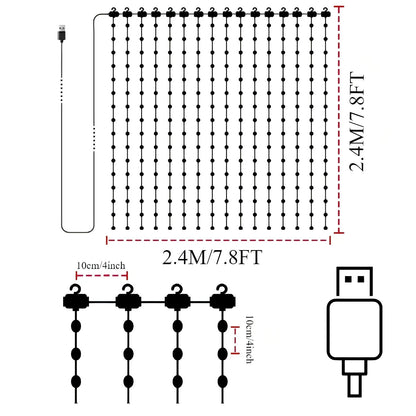 LED Decoration RGB curtain Smart Lights App Controlled String Fairy Lights DIY Pattern and Text Programmable Music Sync Reote