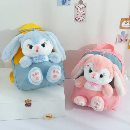 Plush 3D Rabbit Backpack For Kids Cute Bow Tie Design - Smarsty
