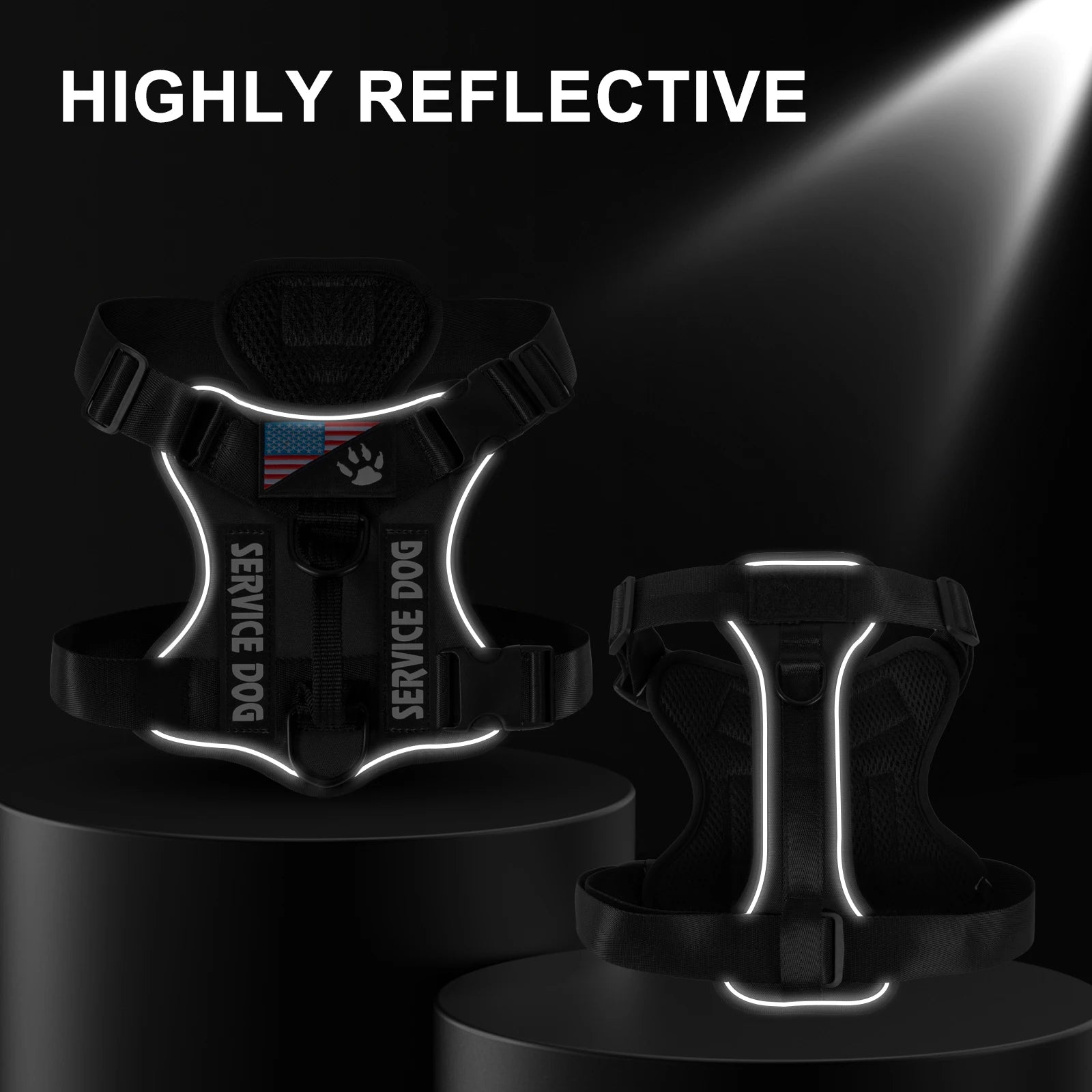Reflective Service Dog Harness with Adjustable Soft Design - Smarsty