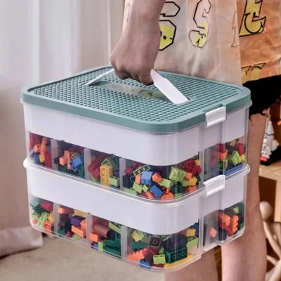 1/2/3 Layers Kids Building Block Storage Box Adjustable Sundries Container Classified Small Storage Container Toy Organizer Box - Smarsty