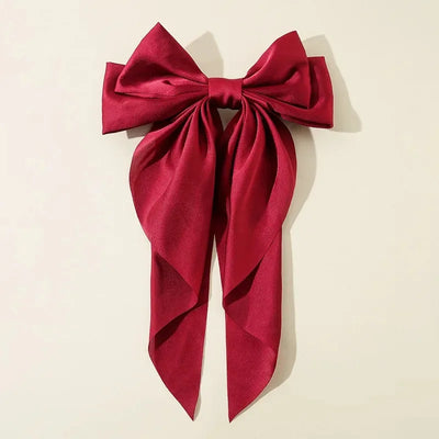 Korean Satin Hair Clips with Big Bowknot for Women - Smarsty