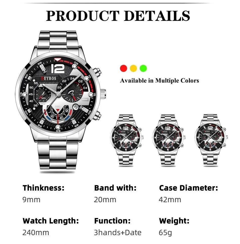 Luxury Men's Silver Quartz Watch With Luminous Feature - Smarsty