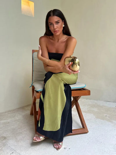Sexy Strapless Backless Printed Long Dress Women Fashion Sleeveless Off Shoulder Vestidos 2024 Summer Lady Party Evening Robes - Smarsty