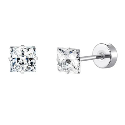 Stainless Steel Heart Moon Ear Studs Screw Back Cartilage - Smarsty