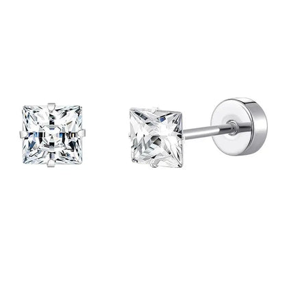 Stainless Steel Heart Moon Ear Studs Screw Back Cartilage - Smarsty