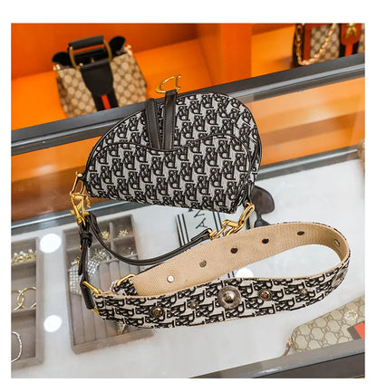 Studded Embroidered Shoulder Crossbody Bag Saddle Handbag - Smarsty