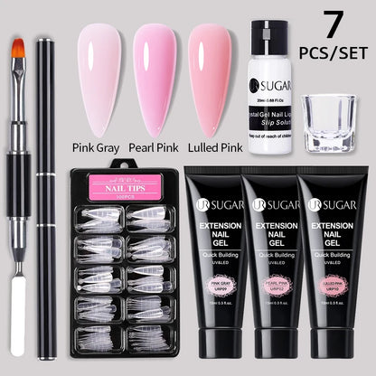 Nude Glitter Gel Nail Polish Kit for Long-Lasting Manicure - Smarsty