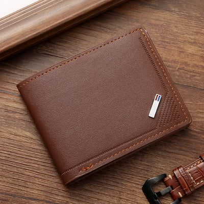 Men's leather short wallet thin wallet foldable minimalist soft leather wallet - Smarsty