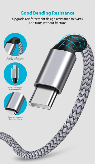 Type C to Type C PD 60W Fast Charging Cable Type C 3m 5m 8m 10m Extending Data Cable for iPhone 15 Pro Max Huawei Xiaomi Samsung - Smarsty