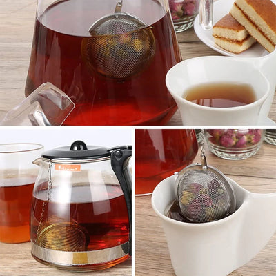 10-2pcs Stainless Steel Tea Ball Loose Leaf Tea Strainer Infusers Extra Fine Mesh Tea Interval Diffuser with Chain - Smarsty