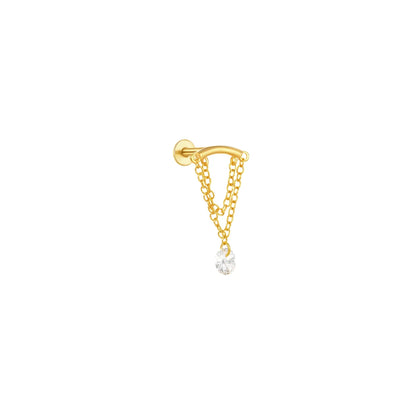 925 Sterling Silver Lotus Tassel Zircon Stud Earrings - Smarsty
