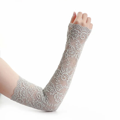 Women Lace Sunscreen Arm Sleeves UV Protection Gloves - Smarsty