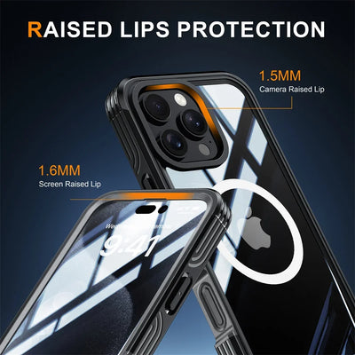 Full Body Protection Magnetic Case for iPhone 16 Pro Max 16e 15 Plus Cover Tempered Glass Magsafe Shockproof Fundas Coque Capa