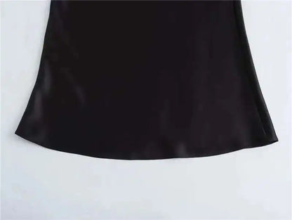 Women 2025 Satin Black Skirt Women High Waist Long Skirts for Women Summer White Midi Skirt Office Elegant Daily Skirts - Smarsty