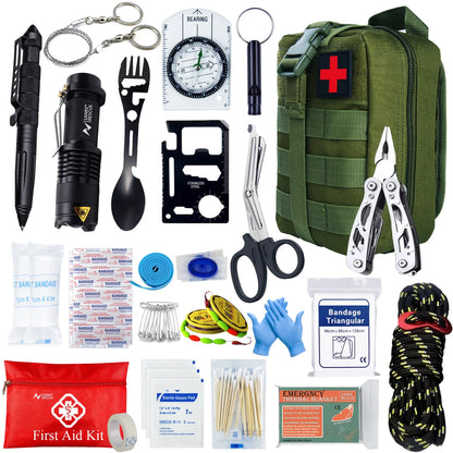 Survival First Aid Kit Survival Full Set Molle Outdoor Gear Emergency Kits Trauma Bag Camping Hiking IFAK Adventures EDC by Smarsty