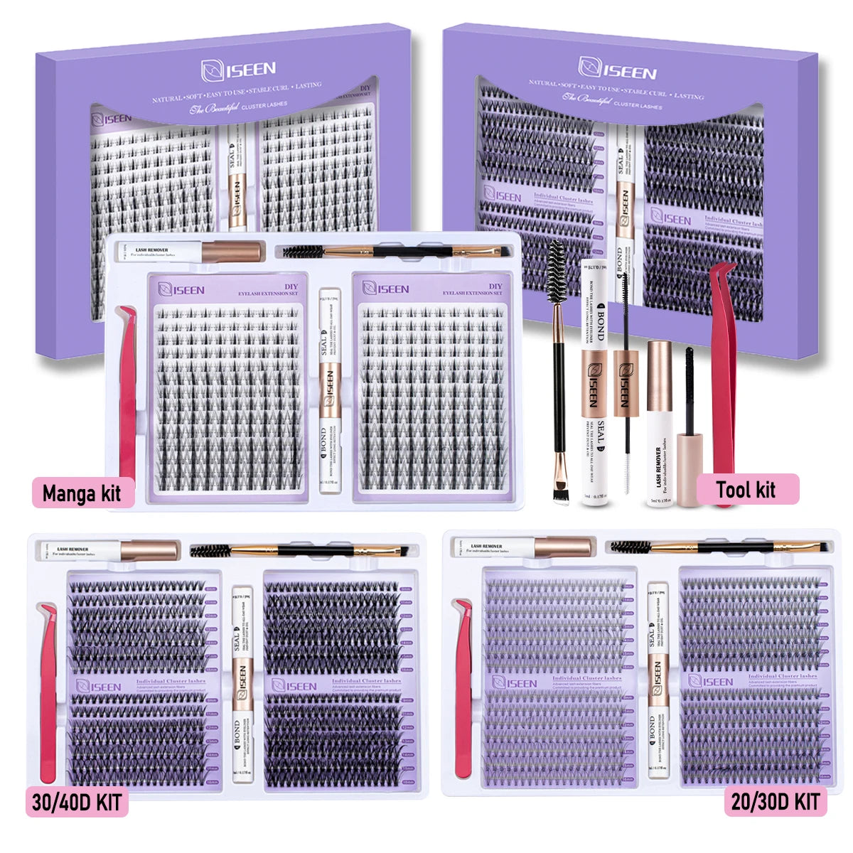 ISEEN DIY Eyelash Extension Kit with Bond and Tweezers - Smarsty