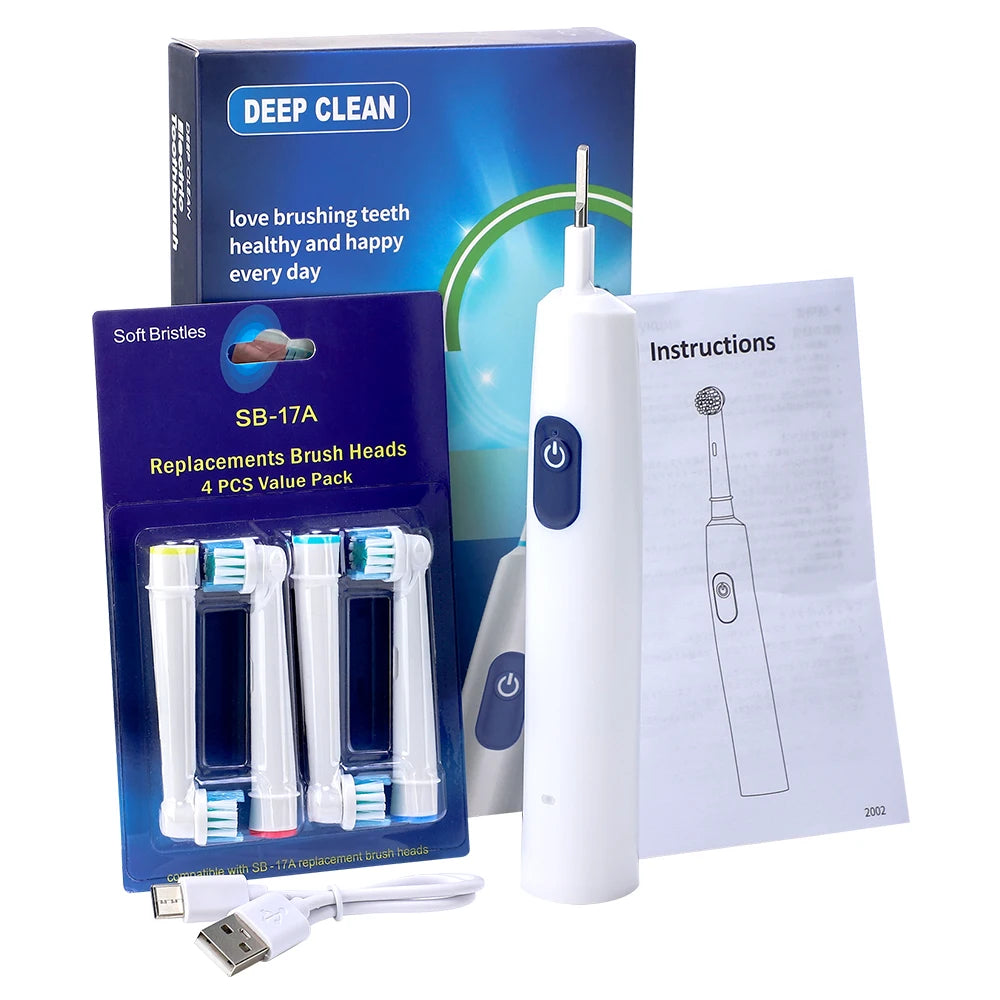 Smart Rotating Timing Electric Toothbrush, Rechargeable Rotary Toothbrush with 4 Heads, 5 Modes Setting Teeth Whitening Oral Car - Smarsty