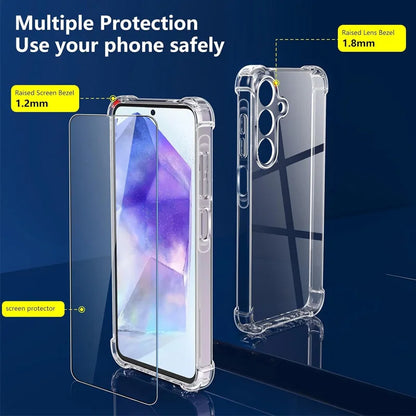 Glass Case With Silicone Cover For A55 Shockproof Design - Smarsty