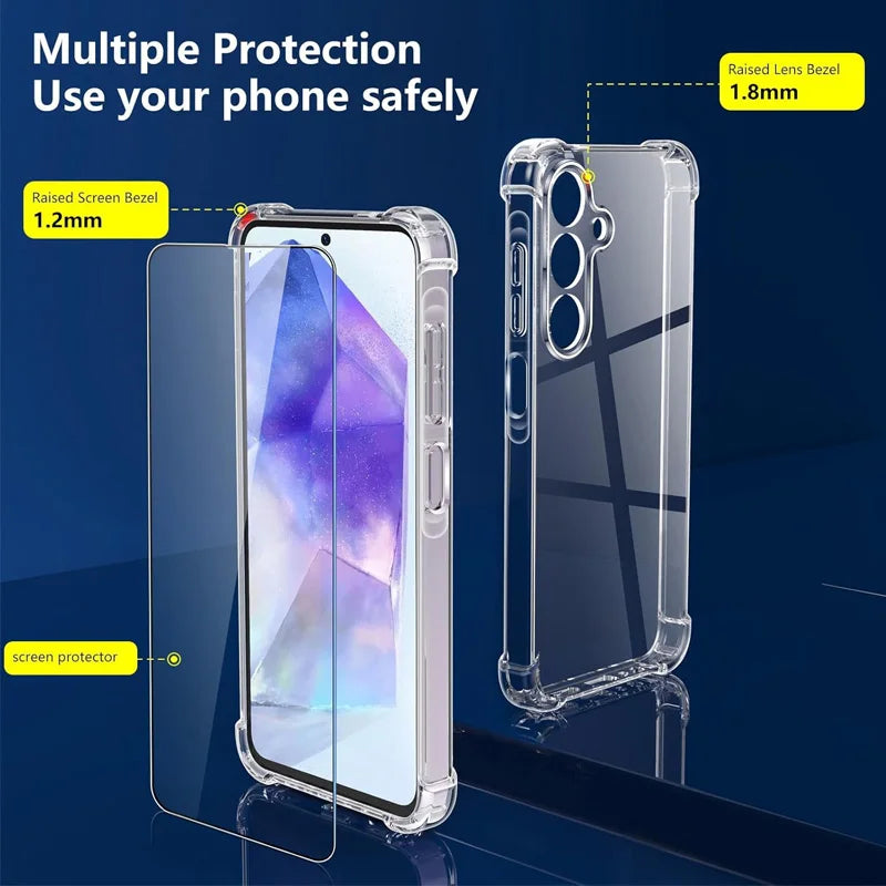 Glass Case With Silicone Cover For A55 Shockproof Design - Smarsty
