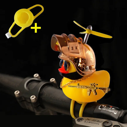 Helmeted Yellow Duck Car Ornament With Propeller Toy Gun - Smarsty