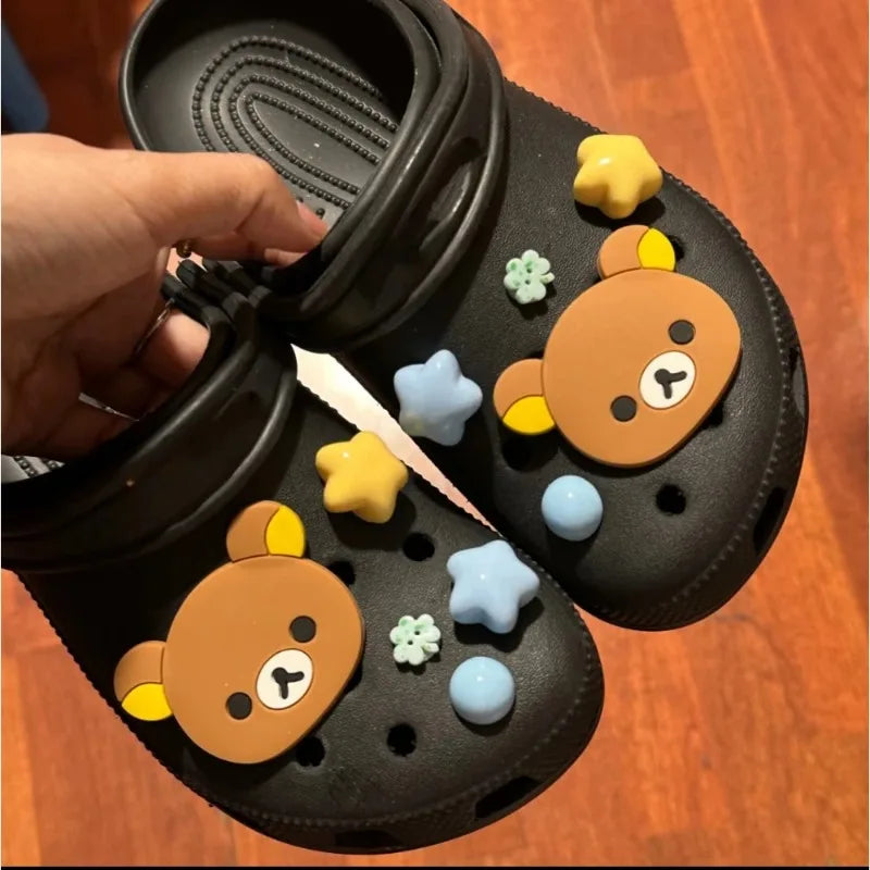 10pcs Shoe Decorative Stickers Shoes Charms Removable Cute Bear Stars Shoe Accessories for Girls Summer Shoes DIY Gift