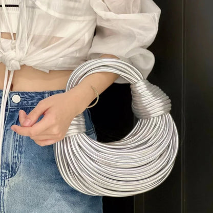 Women Handbags 2024 Designer Rope Knotted Gold Clutch - Smarsty