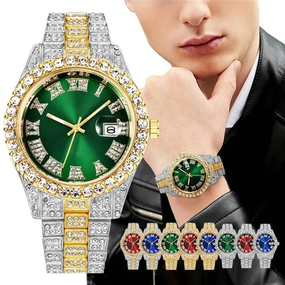 Luxury Diamond Quartz Watch for Men with Stainless Steel Strap - Smarsty