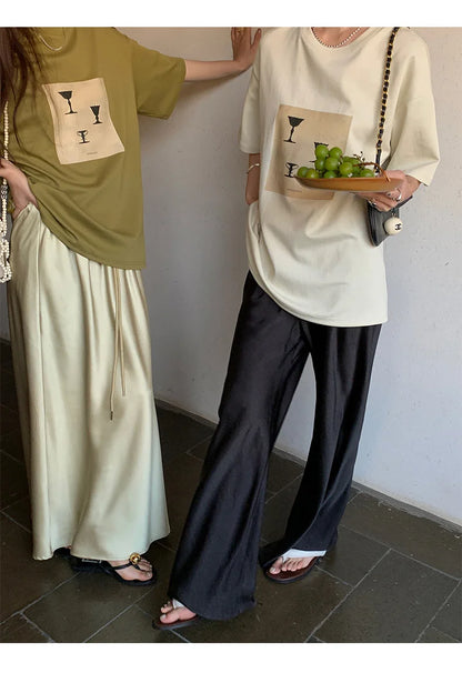 Satin Wide Leg Pants Long Floor Casual Pants Women's Summer - Smarsty